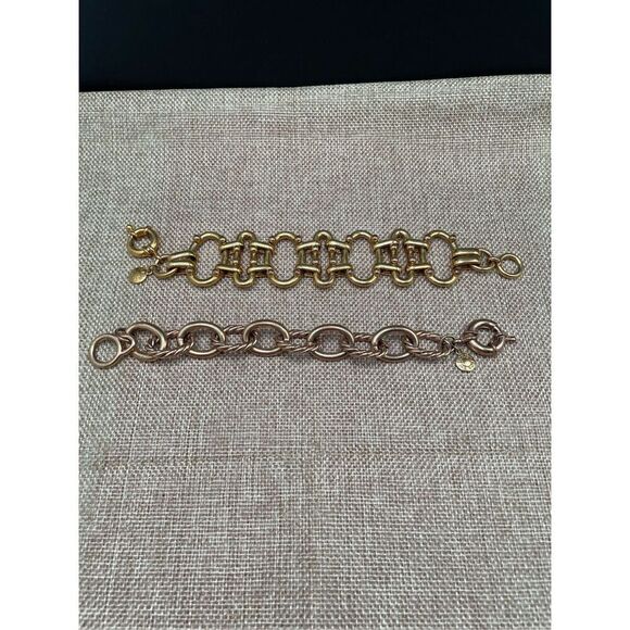 Gold-tone Bracelet Lot of 2 Chain Bracelets both J Crew - Picture 1 of 11